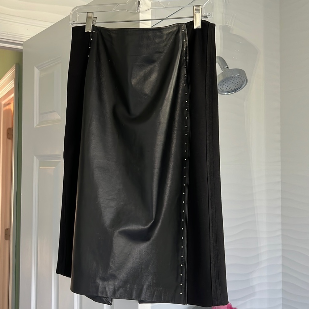White House Black Market - Knit and faux leather studded skirt